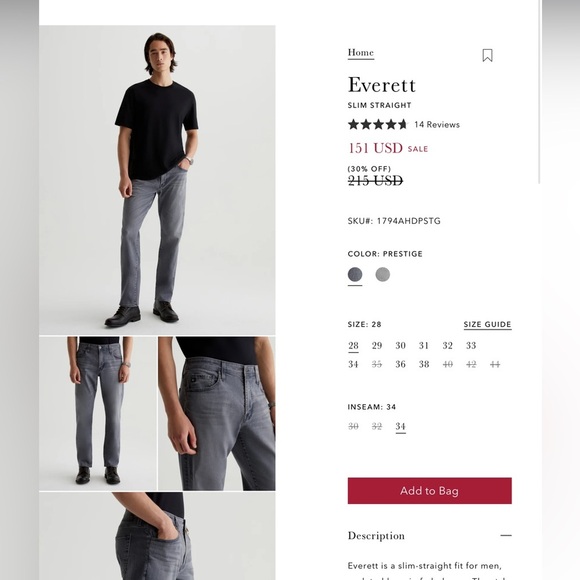 AG ADRIANO GOLDSCHMIED Mens Everett - Picture 8 of 8